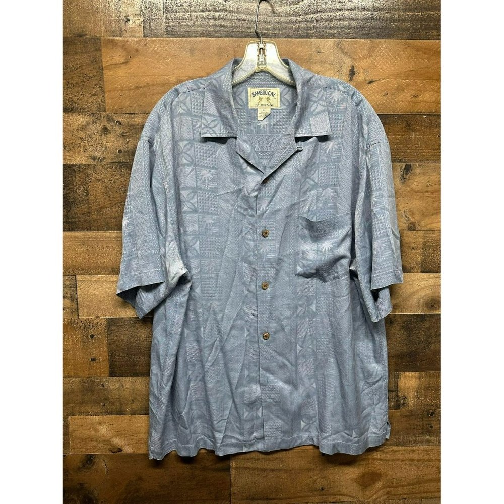 Bamboo Cay Men's Short Sleeve Button‎ Up Size Large *100% Silk*
